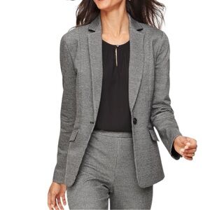 Loft NWT Puppytooth Gray Black Fully Lined Blazer Jacket with Gray Patches
